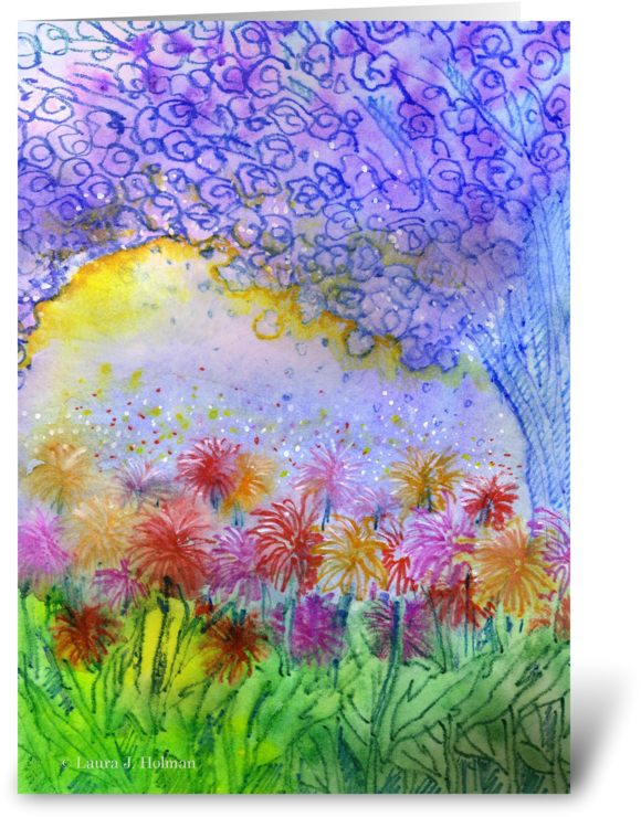 Happy Easter Whimsical Garden Greeting Card - Grass (700x792), Png Download