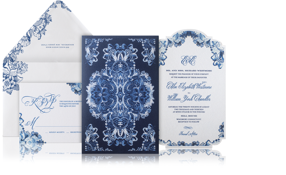 Blue And White Watercolor Wedding Invitation - Blue And White China Wedding (934x585), Png Download