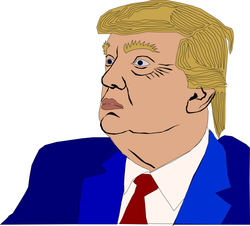 Donald Trump Clip Art Crazy Caricature Cartoon Line - Trump Clipart (829x750), Png Download