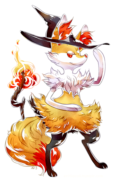 I Tried Coloring A Braixen With Bluekomadori's Watrecolor - Cartoon (474x750), Png Download