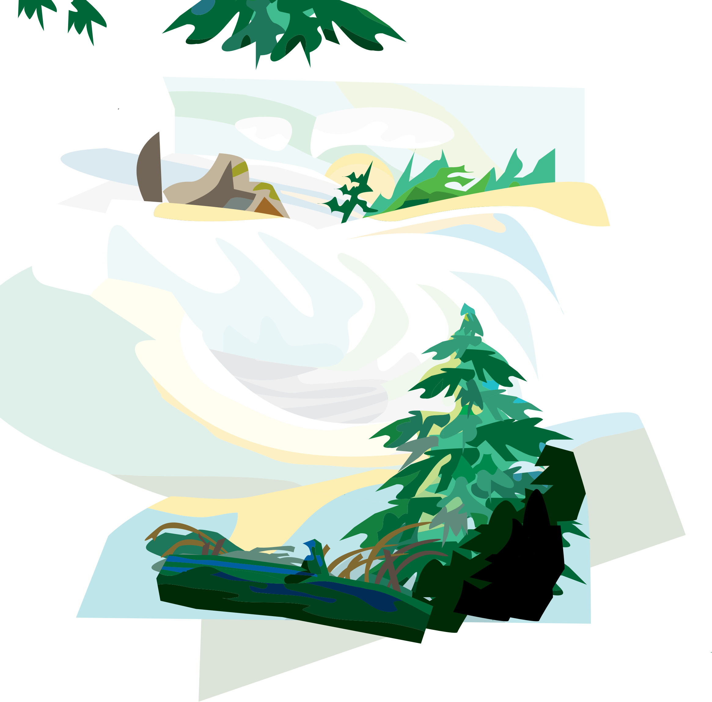 This Free Icons Png Design Of Waterfall Landscape (2330x2297), Png Download