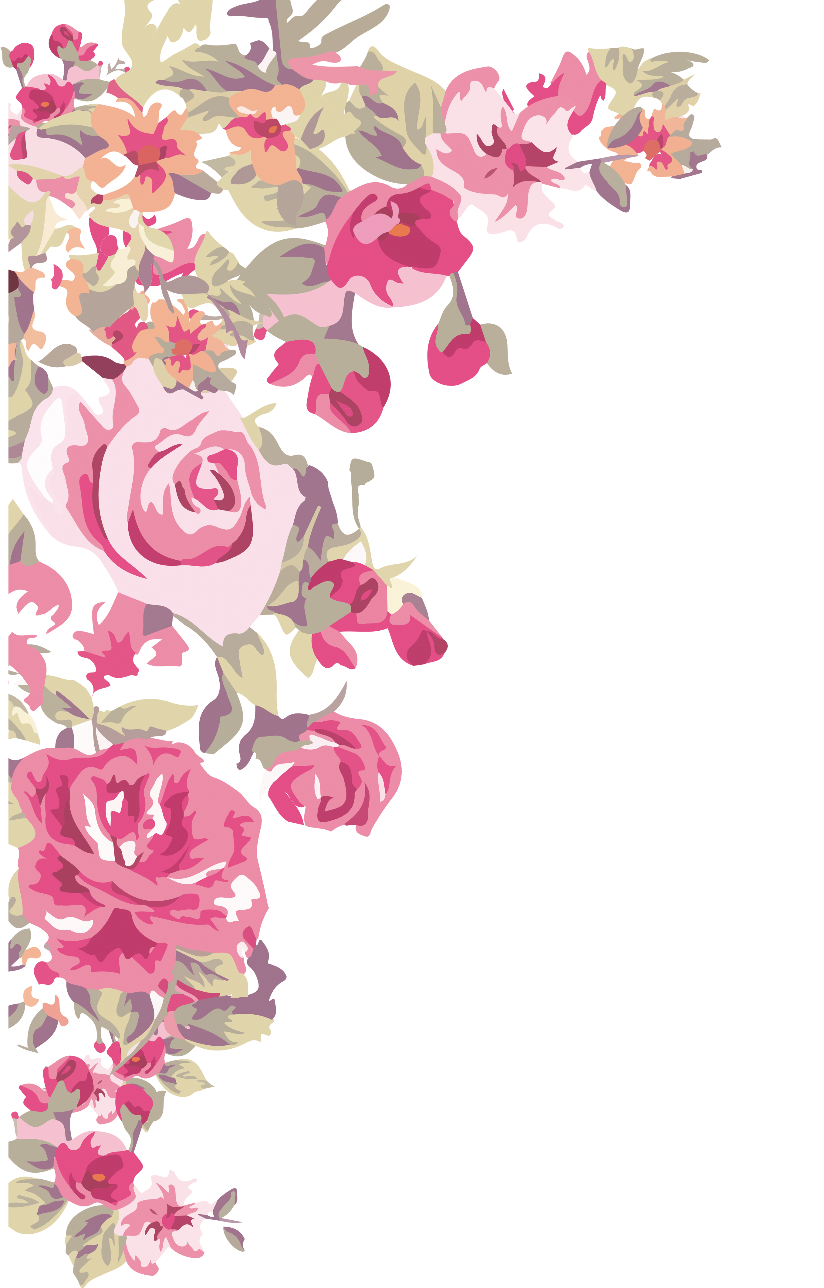 Flower Wallpaper Painted Transprent - Border Design Corner Flower (4500x4500), Png Download