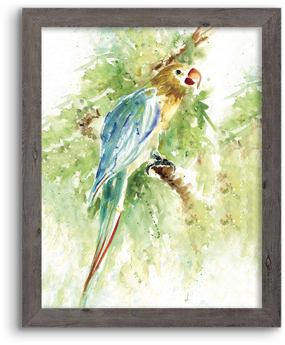 Watercolor Parrot - Palm Island Home Island Beauty I Wall Art - One Size (1024x1024), Png Download