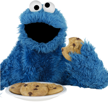 Something New Veggie Monster, Cookie Monster Eating - Cookie Monster And Cookies (368x367), Png Download