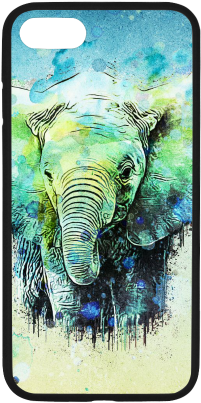 Watercolor Elephant Rubber Case For Iphone 7 - Watercolor Elephant Greeting Cards (500x500), Png Download