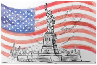 Watercolor Vector Flag Of Usa - Statue Of Liberty (400x400), Png Download