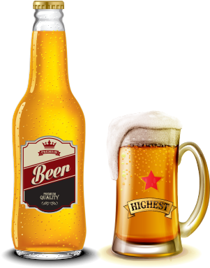 Bottle And Gl Of Beer Vector Ilration Free Download - Beer Bottles Vector Png (1200x628), Png Download