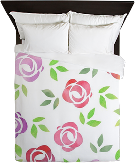 Pretty Purple And Pink Watercolor Flowers Patterned - Friends Tv Show Duvet Set (350x350), Png Download