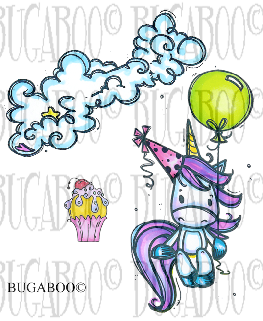 Unicorn Party Rubber Stamp Set [00-907p7] (537x655), Png Download