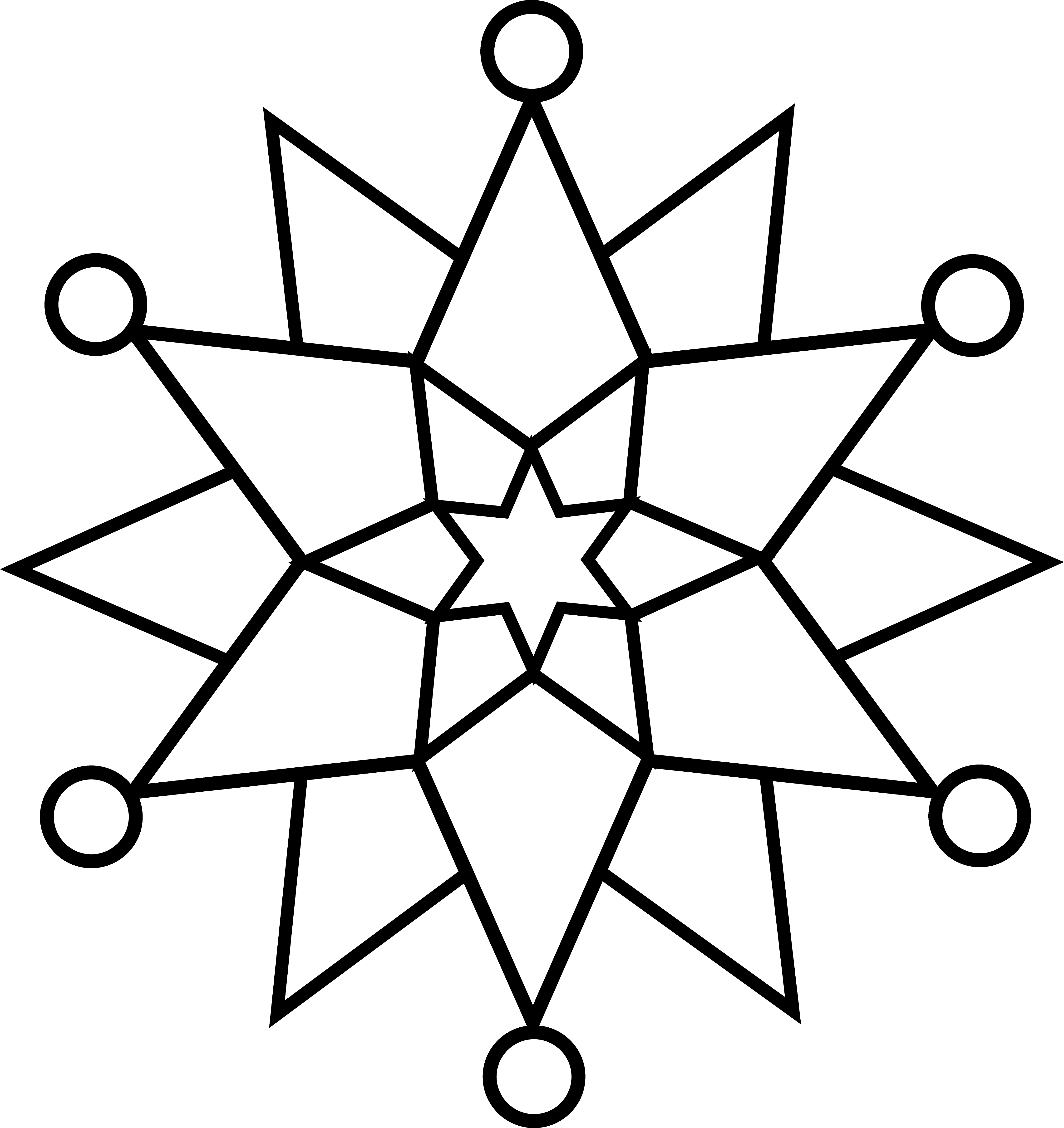 Snowman Black And White Black And White Snowflake Clip - Simple Snowflakes Colouring Pages (4472x4742), Png Download