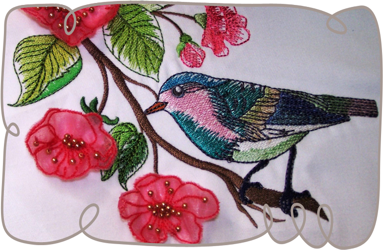 Watercolor Bird With 3d Blossoms - Hummingbird (800x800), Png Download