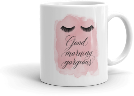 Watercolor Good Morning Lashes Coffee Mug - Mug (500x500), Png Download