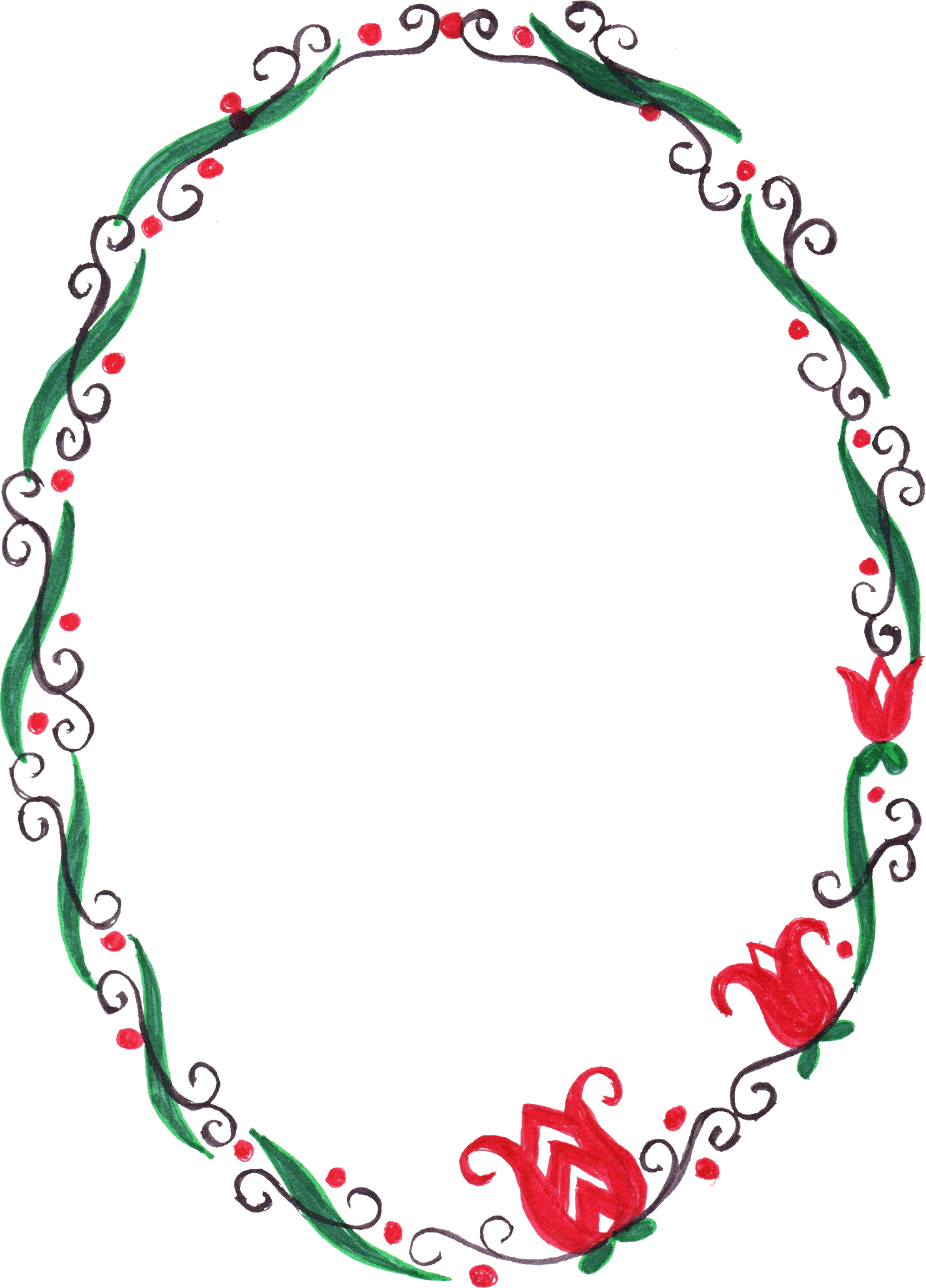 10 Oval Flower Frame - Oval Flower Frame Png (736x1024), Png Download