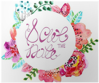Watercolor Floral Frame For Wedding Invitation Poster - Alpha Chi Omega (400x400), Png Download