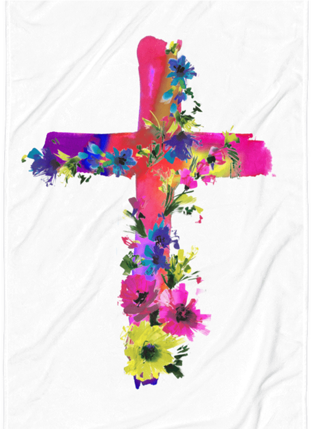 Watercolor Flowers & Cross Towel Llama Luv Co (1368x855), Png Download