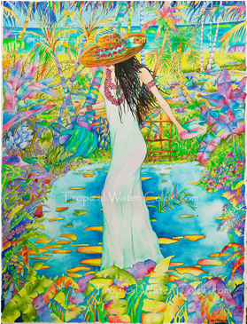 Tropical Watercolor Painting By Ron Teixeira Tahiti, - Visual Arts (624x364), Png Download