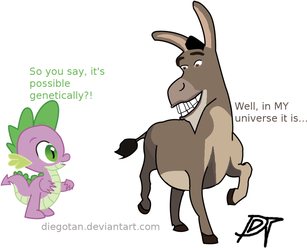 Diegotan, Crossover, Donkey, Grin, Raised Hoof, Raised - Dragon And Donkey Fan Art (1132x1024), Png Download