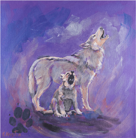 Wolf - Painting (600x480), Png Download