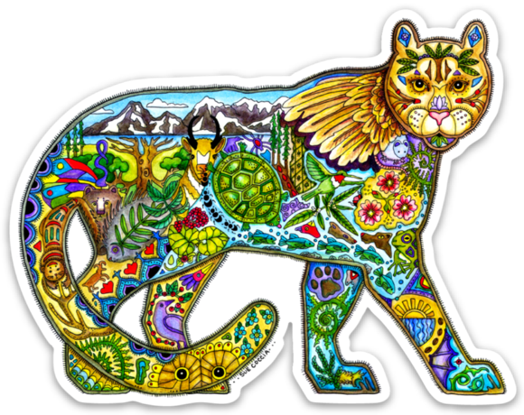 Mountain Lion Vinyl Sticker - Cougar (580x460), Png Download