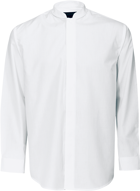 Men's White Barista Shirt With Mandarin Collar - Sleeve (700x700), Png Download