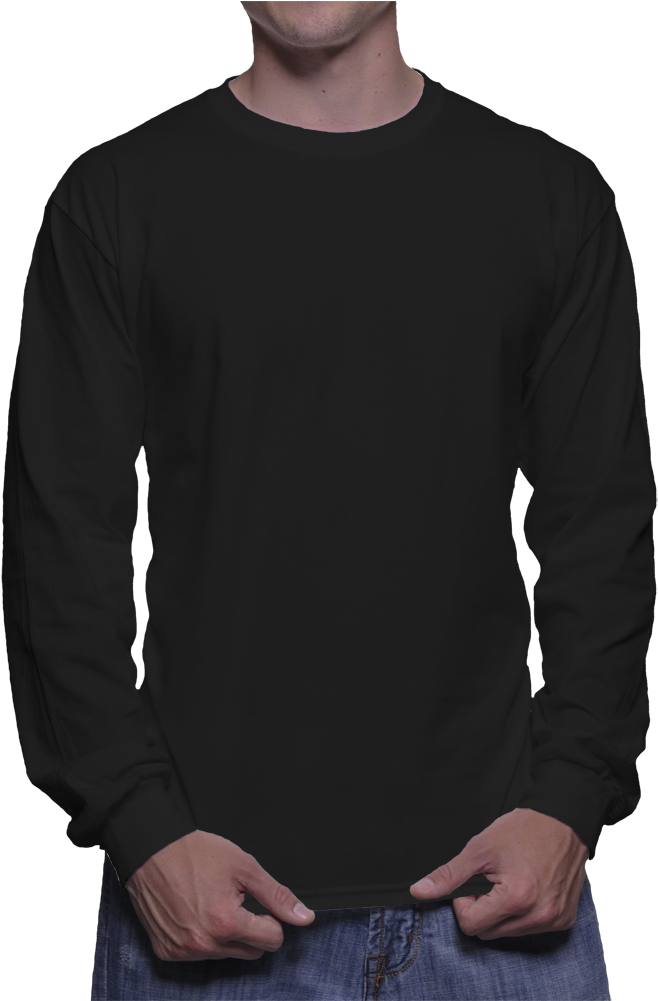 Lightbox - Black Long Sleeve Shirt Model (1000x1000), Png Download