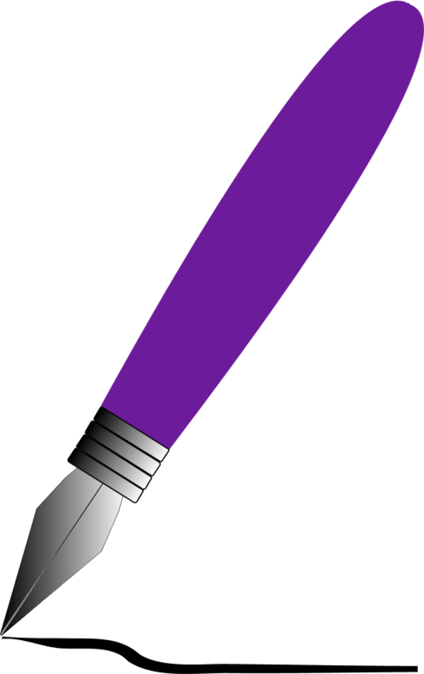 Feather Pen Clip Art - Purple Pen Clipart Transparent (600x954), Png Download