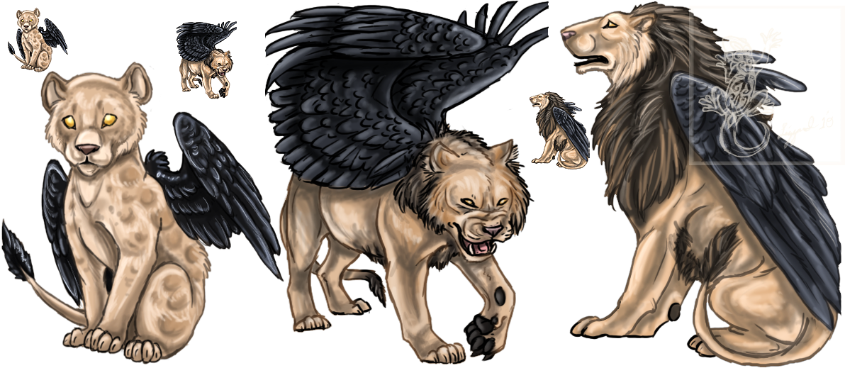 Lion Fantasy Art - Winged Lion Fantasy Art (1200x518), Png Download