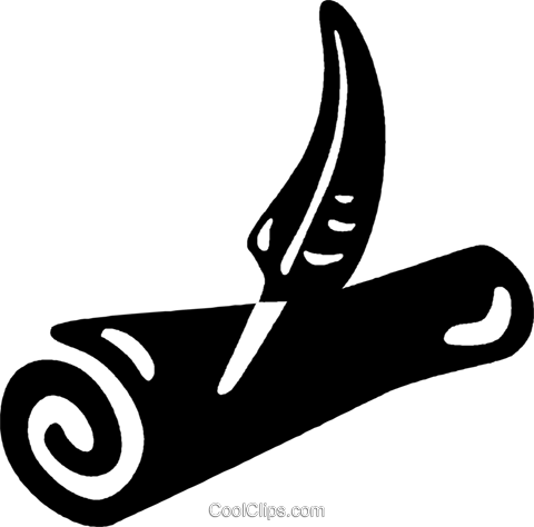 Scroll And Feather Pen Royalty Free Vector Clip Art - Quill (480x474), Png Download