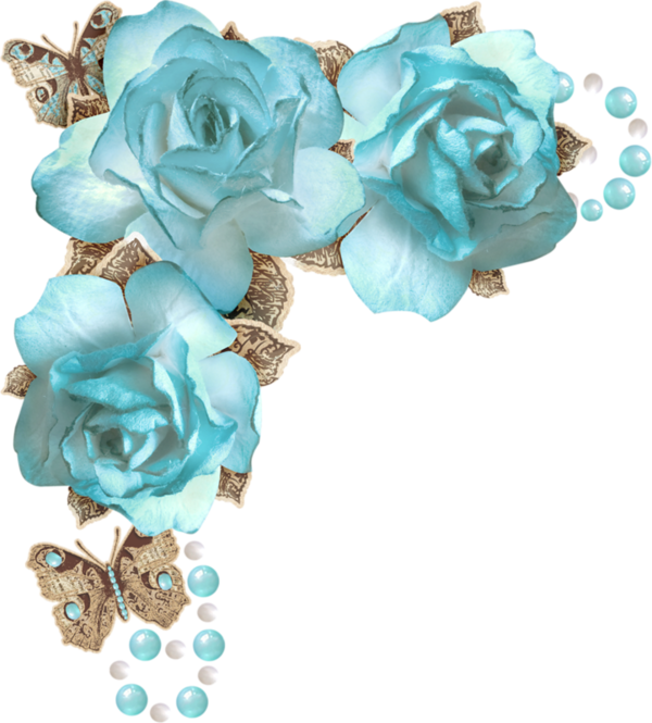 Forgetmenot Scrap Corners Todo Vintage Pinterest Corner - Blue Rose Corner Png (600x665), Png Download