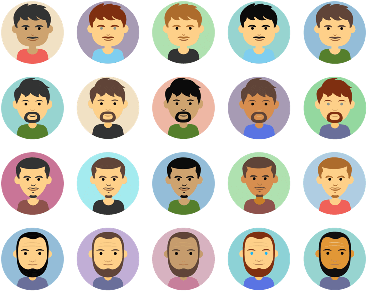 Icon Set Of 4 Men With Facial Hair - Man (750x615), Png Download