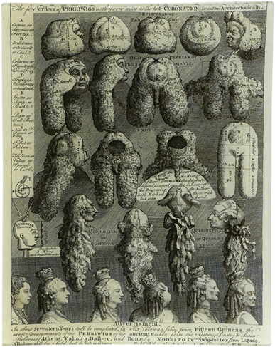 Wigs Wigs - Giclee Painting: Hogarth's The Five Orders Of Periwigs, (500x500), Png Download