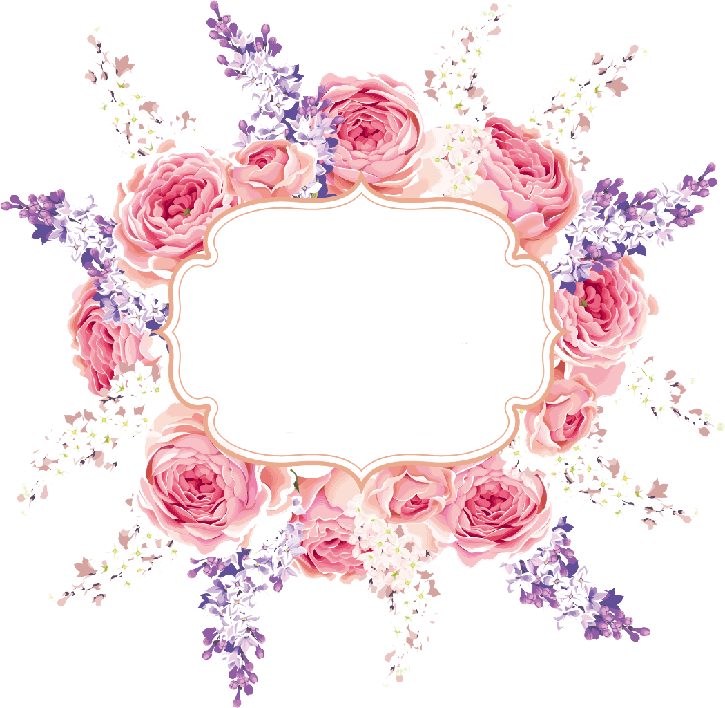 Floral Flowers Frame Flower Wreath Arrangement Pink - Watercolor Wedding Background (1050x1024), Png Download