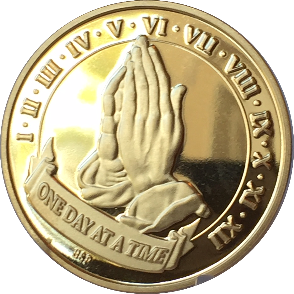 Praying Hands One Day At A Time 22k Gold Plated Aa (938x939), Png Download
