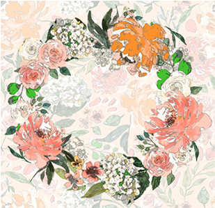 Flower Wreath And Obaqued Flowered Background With - Postcard (400x300), Png Download