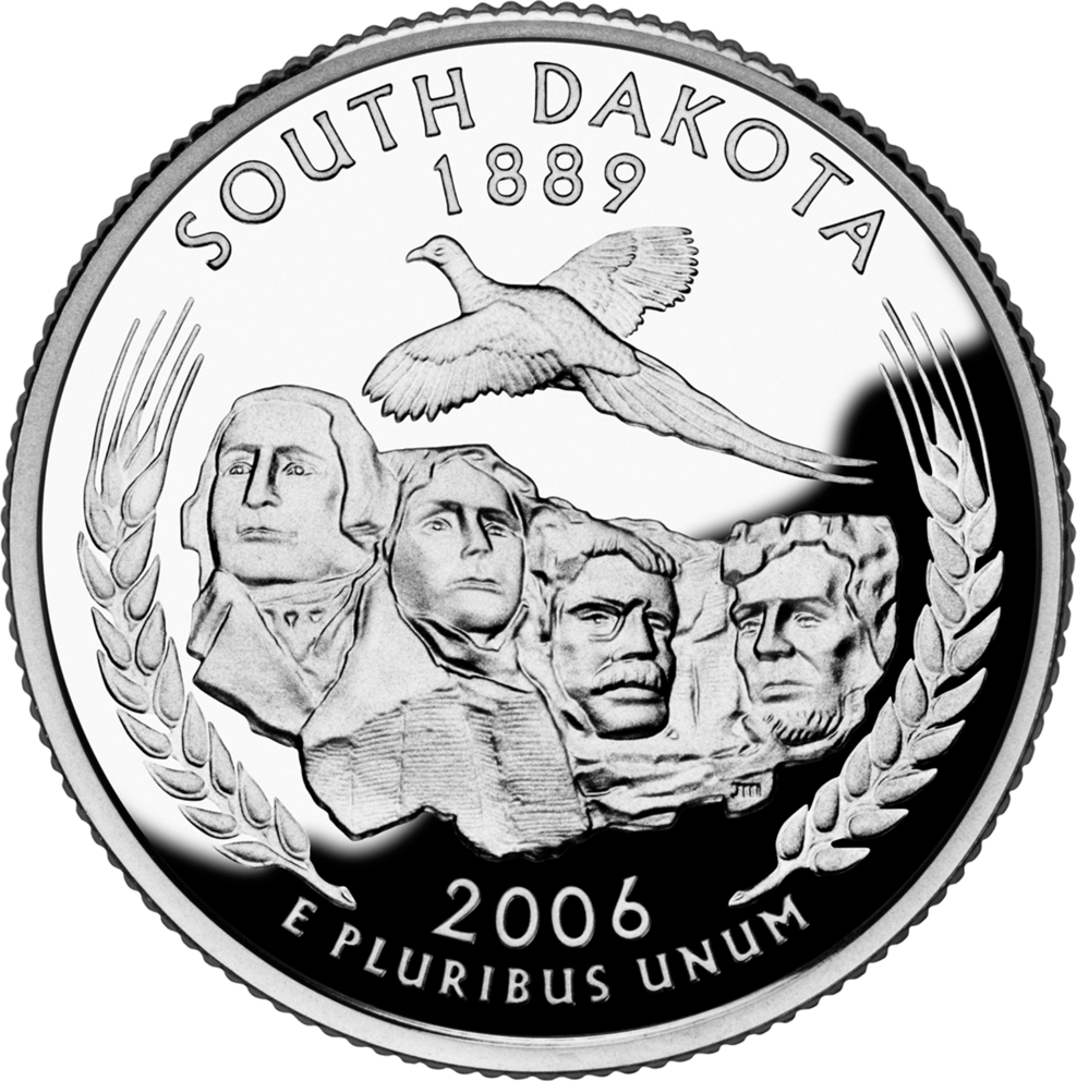 South Dakota Quarter Dollar Coin - Quarter Dollar South Dakota 2006 (988x992), Png Download