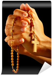 Christian Human Praying With Rosary In Hands Wall Mural - Das Rosenkranz-gebet (400x400), Png Download