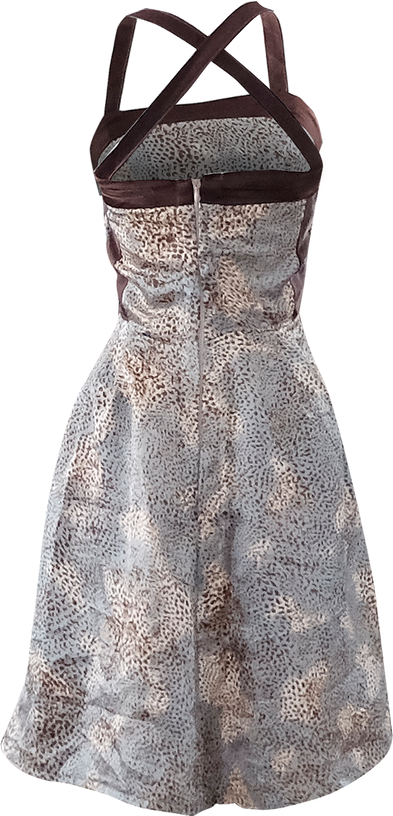 Gold And Teal Satin Leopard Print Dress By British (700x1372), Png Download