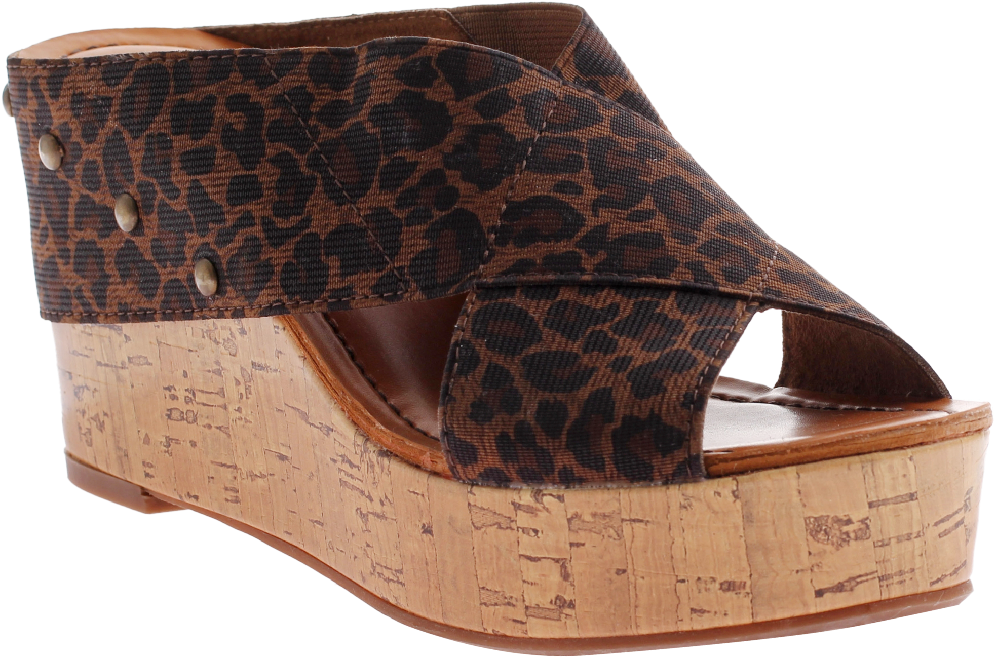 Madeline, Adonis, Leopard, Slide On Fabric Wedge With (2048x1432), Png Download