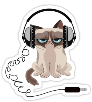 Grumpy Cat Headphones Tank Women - Cat Rug I Have An Idea Bath Mats Black Cartoon Go Away (375x360), Png Download