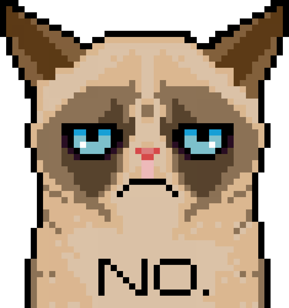 Grumpy Cat Pixel - Minecraft Pixel Art Grumpy Cat (1128x1200), Png Download