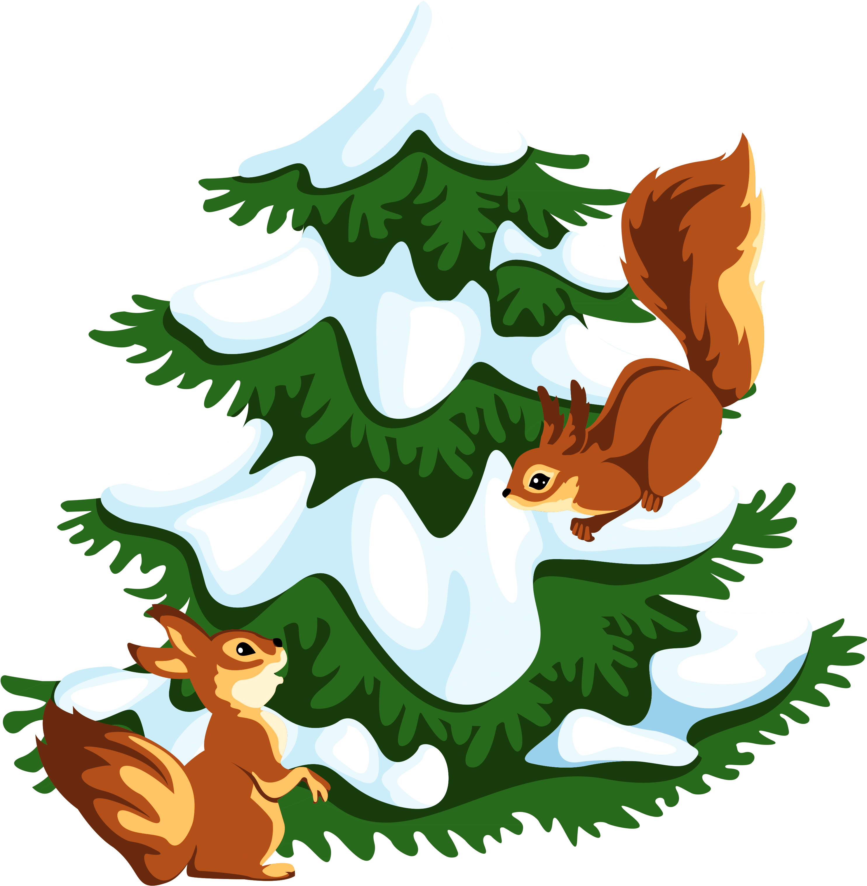 Transparent Snowy Tree With Squirrels Png Clipart - Схема Вышивки Крестом Кошелек (3120x3129), Png Download