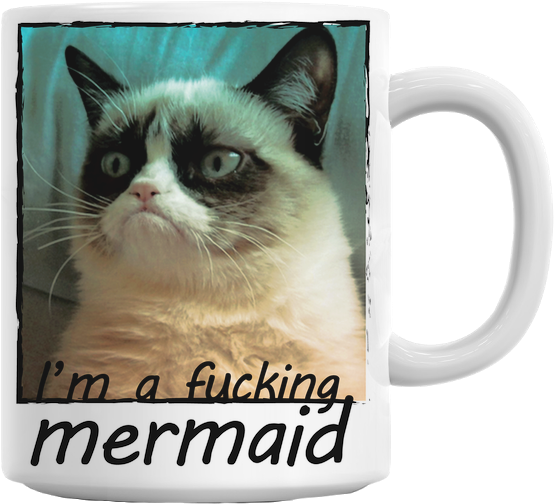 Grumpy Cat I'm A Fucking Mermaid Mug - Grumpy Cat Meme Dog (629x579), Png Download