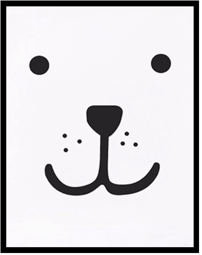 Petite Bello Wall Print 20cm * 25cm Bear Face Wall - Printing (600x600), Png Download