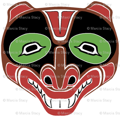 American Indian Bear Face - Native American Art Bear Face (400x394), Png Download