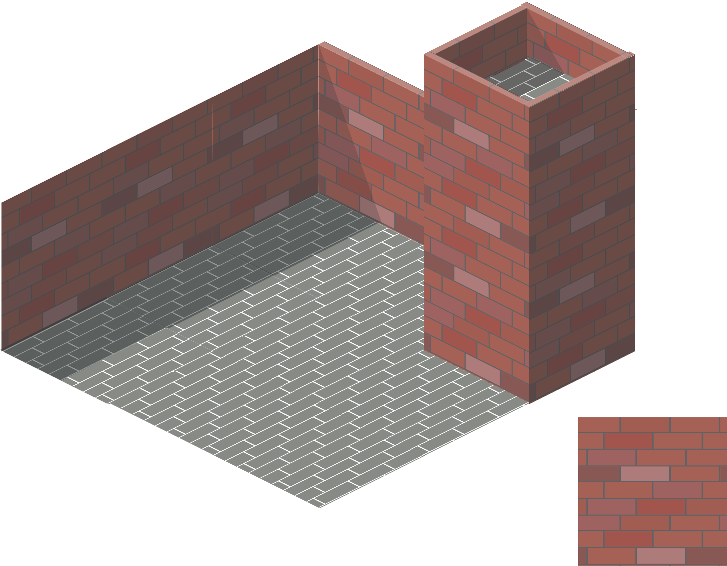 3d Clip Art Brick Wall Tile - Isometric Bricks (600x468), Png Download