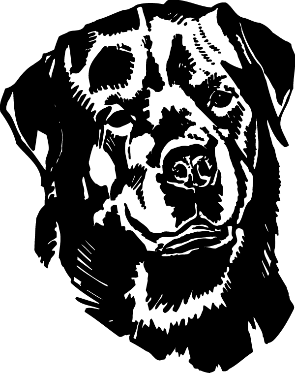 Rottweiler Head View Decal Clip Black And White Download - Rottweiler Danger Sign (600x758), Png Download