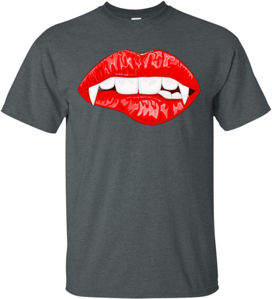Red Female Lips With Vampire Fangs Halloween Horror - Zombie-outbreak-response-team Tanks (1024x1024), Png Download