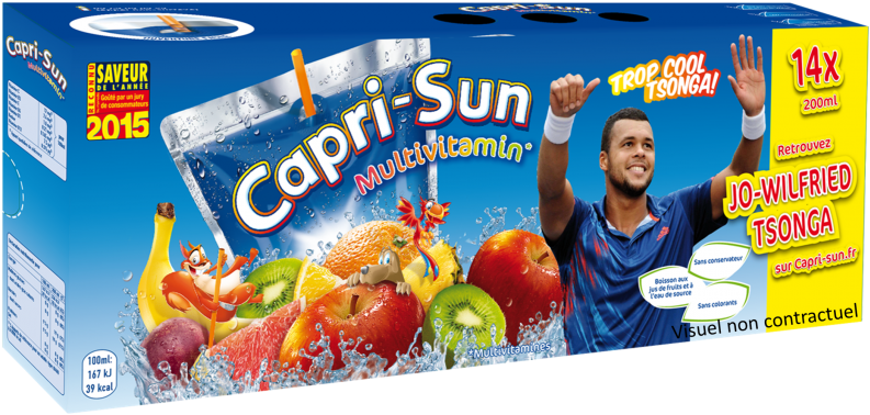 Jo Wilfried Tsonga Capri Sun Jus D'orange Sponsoring - Capri-sun Multivitamin 10 X 200ml (800x386), Png Download