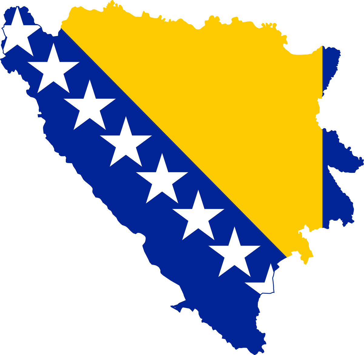 Bosnia And Herzegovina Flag Map (1200x1171), Png Download