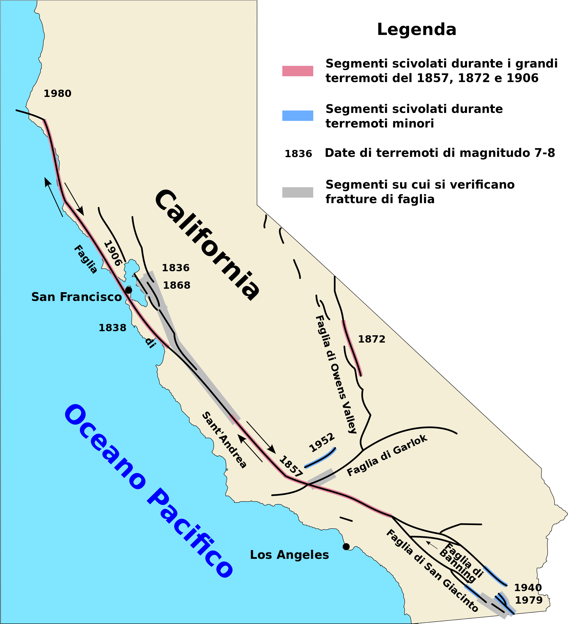 Open - San Andreas Fault On California Map (2000x2143), Png Download